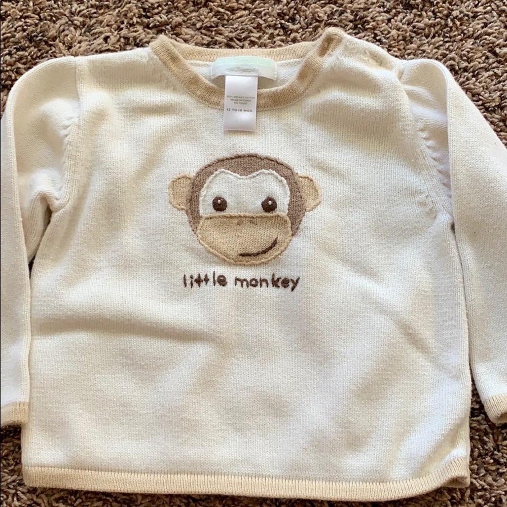 Janie and Jack monkey 🐵 organic sweater